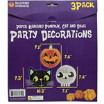 3 Piece Honeycomb Paper Hanging Indoor Halloween Decorations Pumpkin, Cat, Ghost