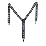 Black Y Back  Adjustable Suspenders with White Halloween Cobwebs Print