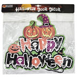 Festive Happy Halloween Core Board Hanging Decor with Jack O' Lanterns and Witch Hat