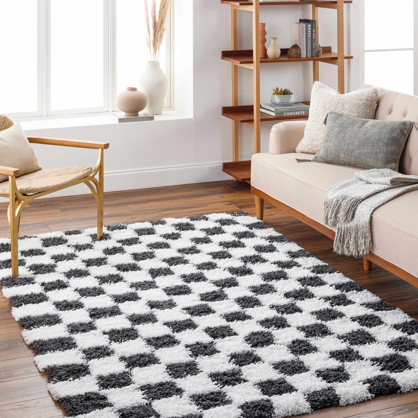 Atira Checkered Monochrome Area Rug