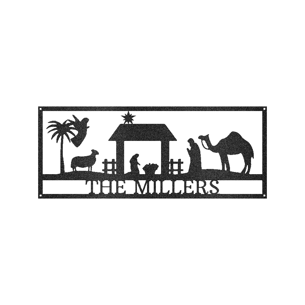 Personalized Nativity Scene Metal Wall Art - Custom Christmas Family Decor