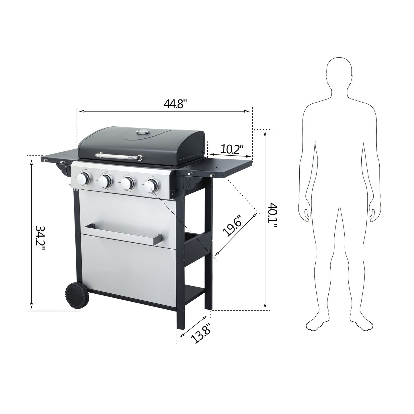 4-Burner Propane BBQ Grill β 34,200 BTU with Foldable Table & Hooks