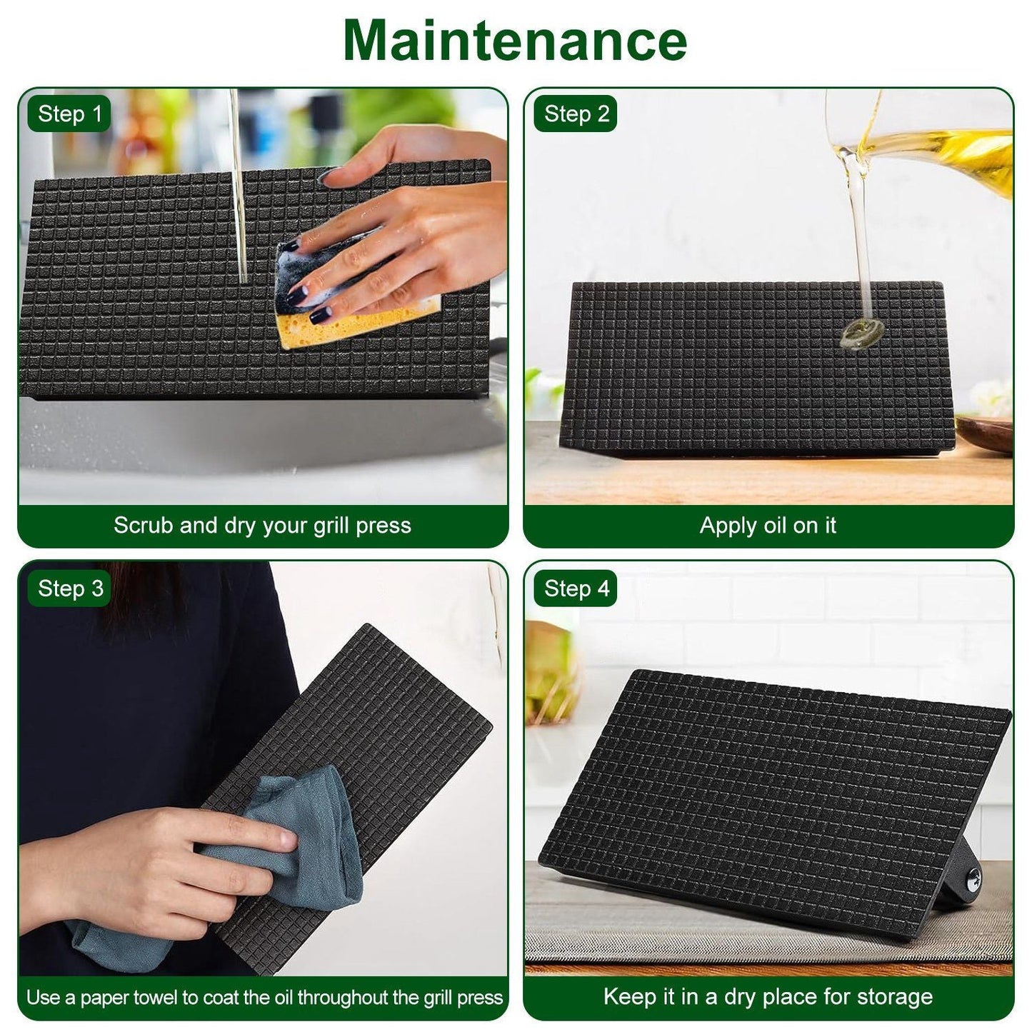 2-Piece Cast Iron Grill Press Set β Round & Rectangular Meat Smasher