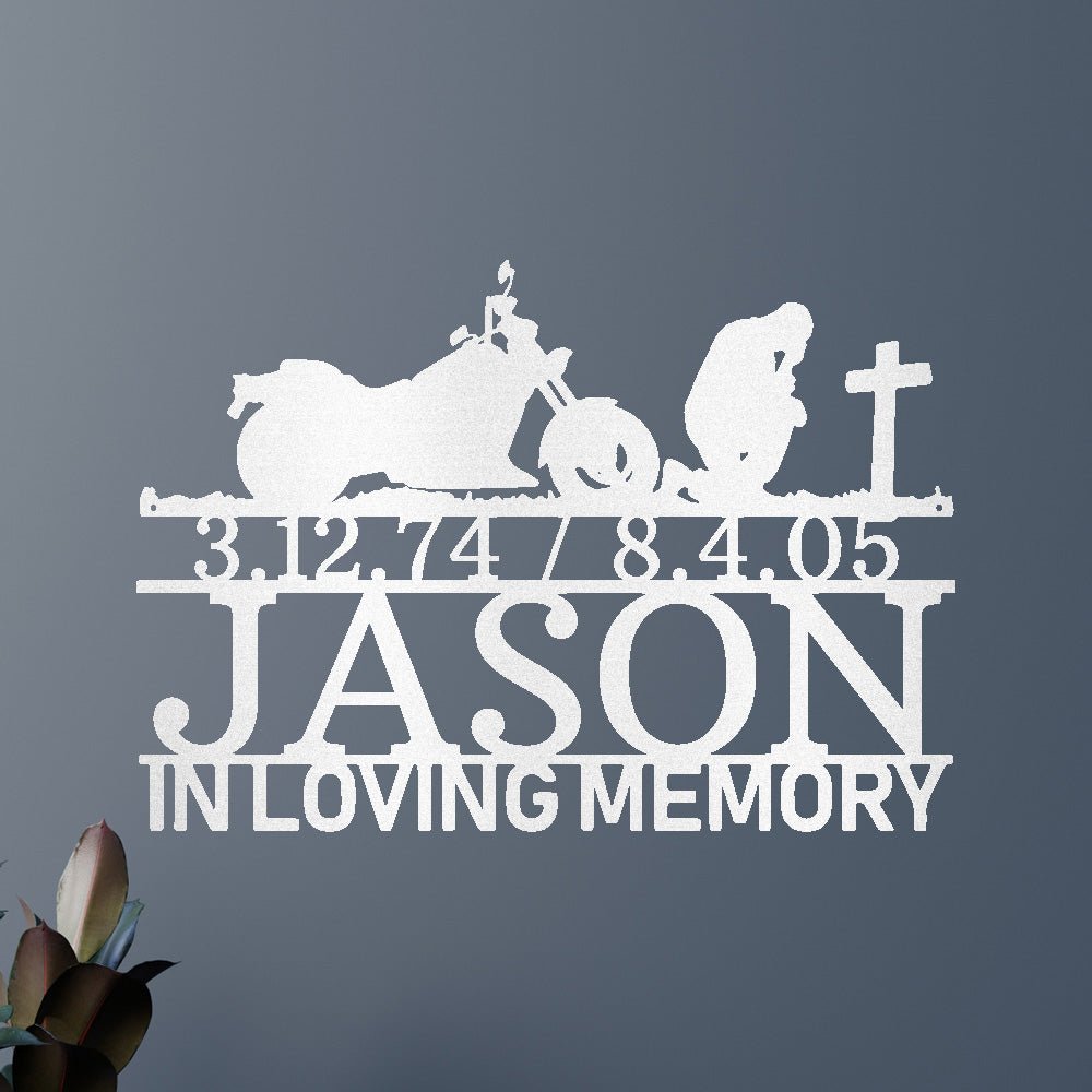 Custom Motorcycle Remembrance Metal Sign - Personalized Biker Memorial Wall Art Gift