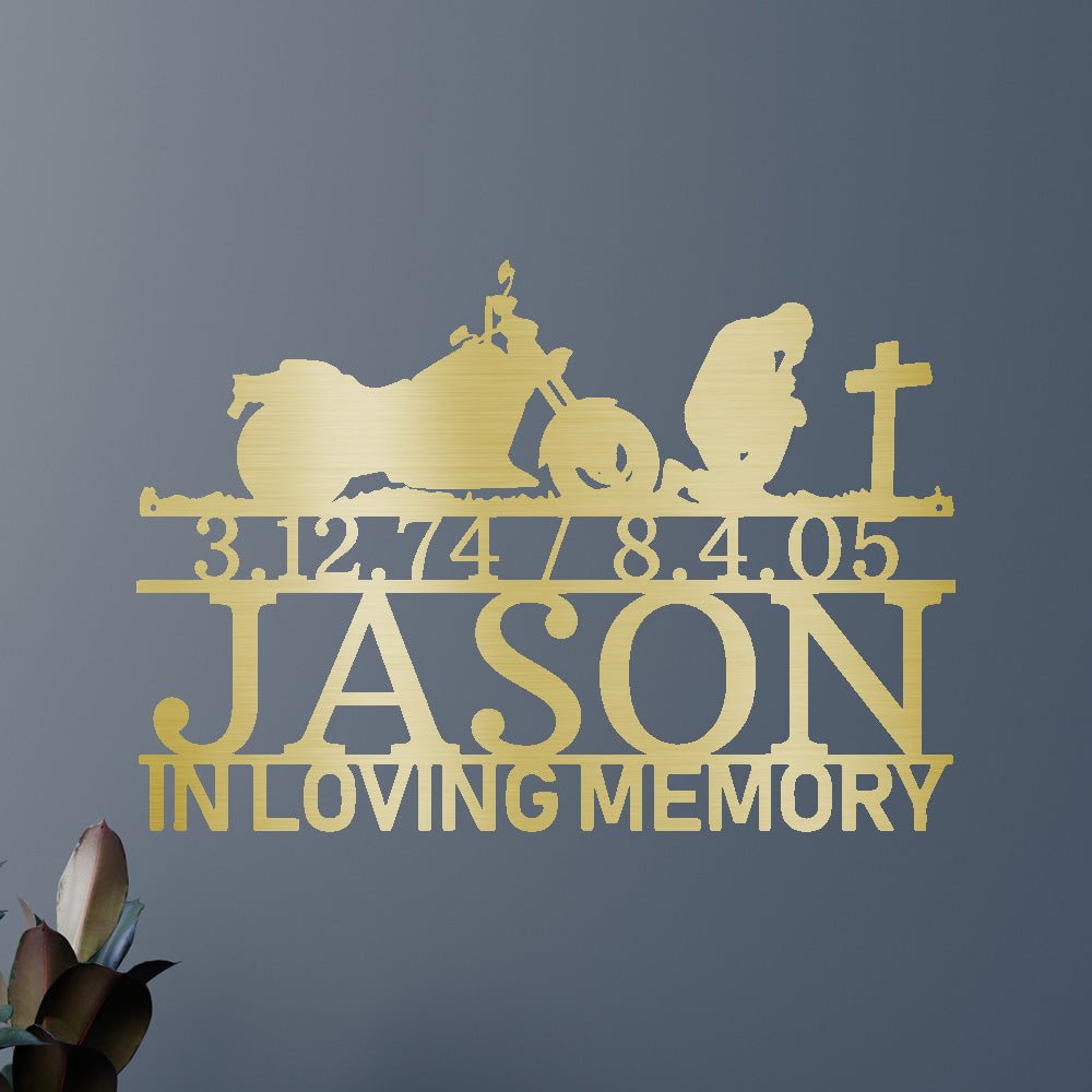 Custom Motorcycle Remembrance Metal Sign - Personalized Biker Memorial Wall Art Gift