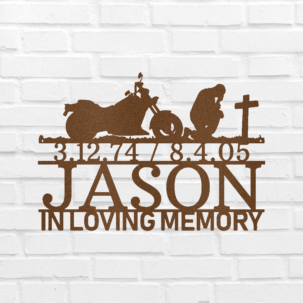 Custom Motorcycle Remembrance Metal Sign - Personalized Biker Memorial Wall Art Gift