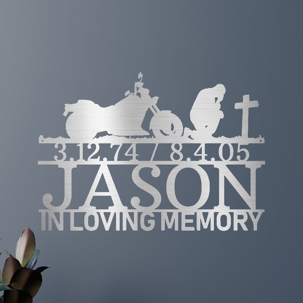Custom Motorcycle Remembrance Metal Sign - Personalized Biker Memorial Wall Art Gift