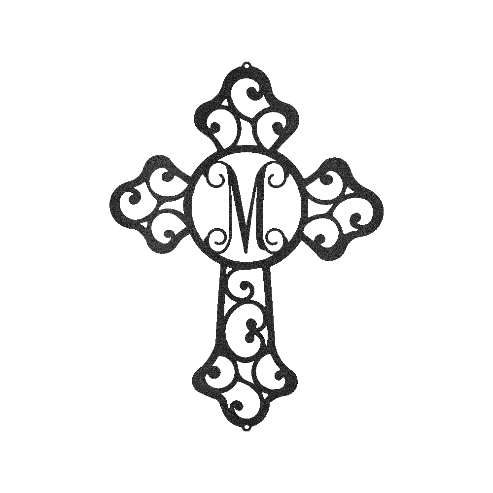 Custom Initial Cross Metal Sign - Personalized Religious Faith Monogram Wall Art