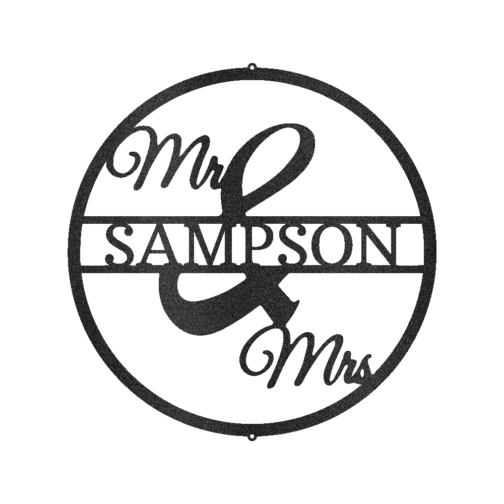 Mr and Mrs Circle Metal Sign - Personalized Wedding Anniversary Wall Art