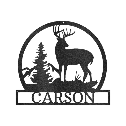 Custom Outdoor Buck Metal Sign - Personalized Hunting Wildlife Wall Art Gift