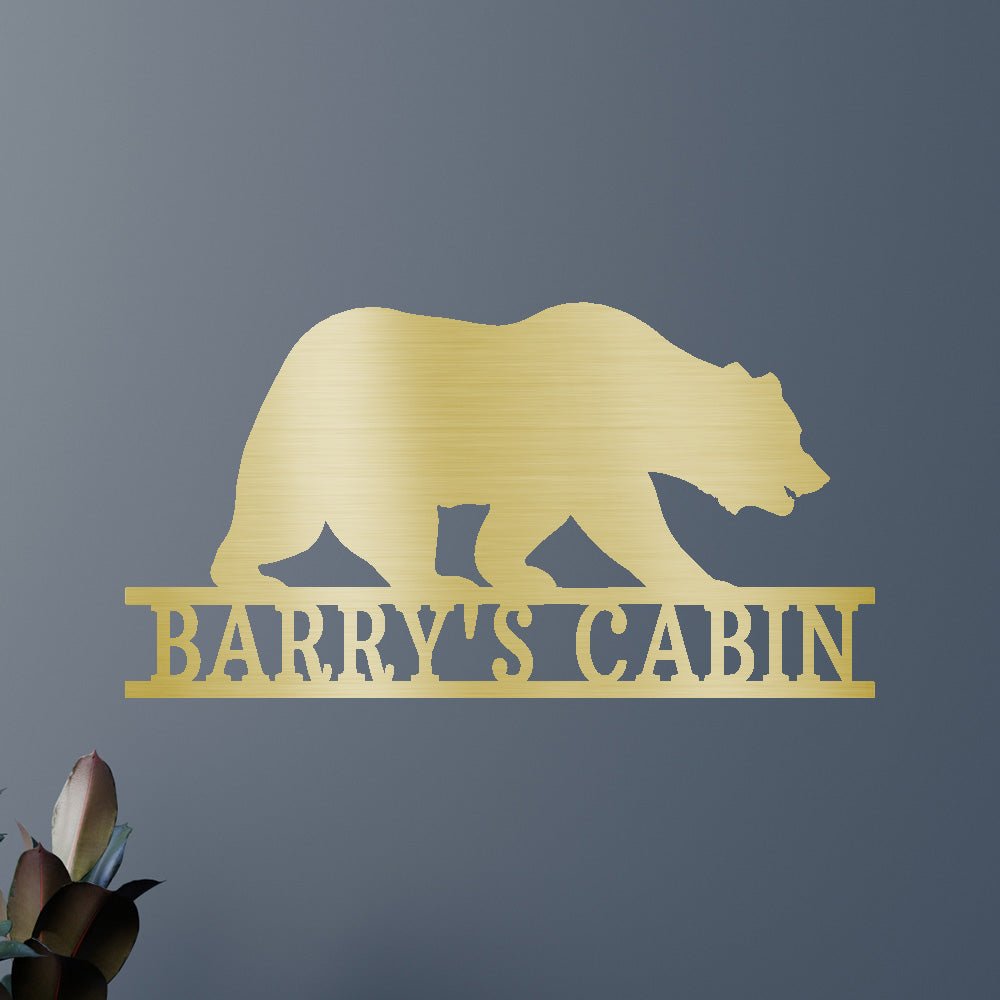 Custom Bear Metal Sign - Personalized Wildlife Strength Wall Art Gift