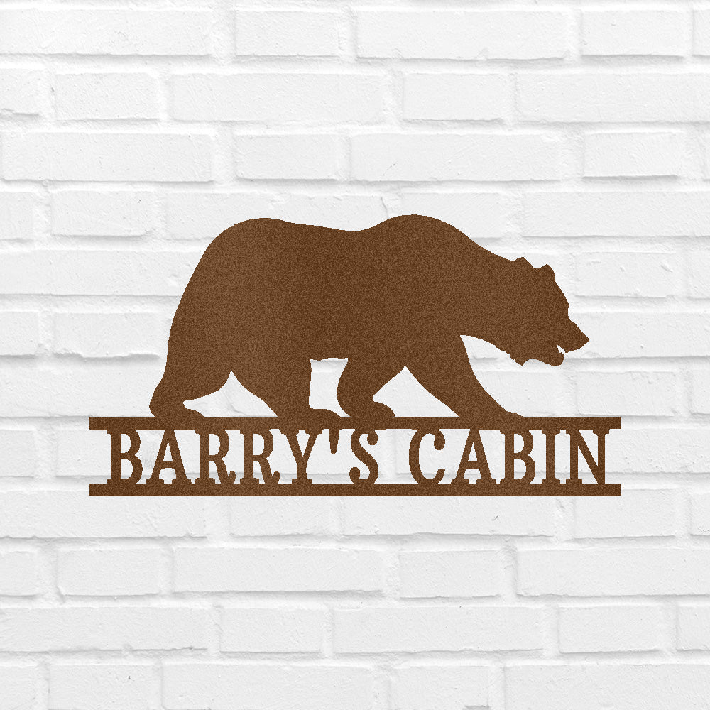 Custom Bear Metal Sign - Personalized Wildlife Strength Wall Art Gift