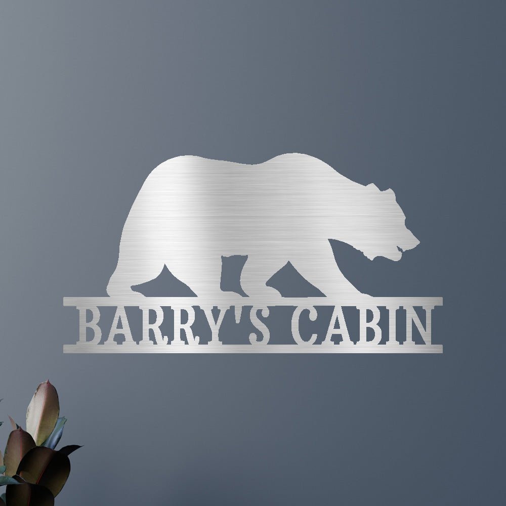 Custom Bear Metal Sign - Personalized Wildlife Strength Wall Art Gift