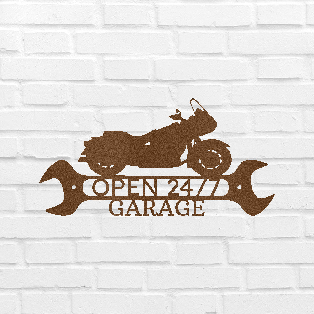 Custom Cruiser Garage Shop Metal Sign - Personalized Motorcycle Workshop Wall Art