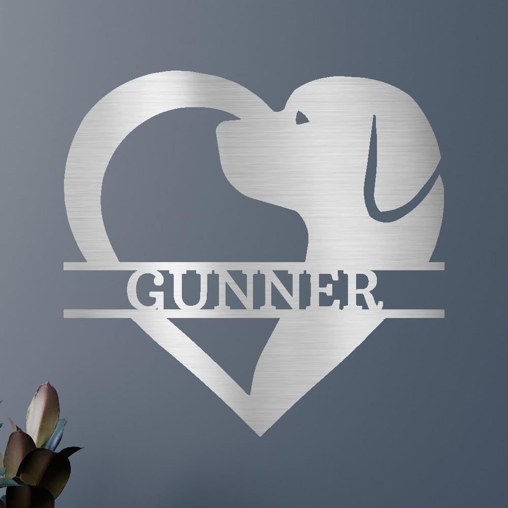 Custom Dog Love Metal Sign - Personalized Pet Memorial Forever Heart Wall Art
