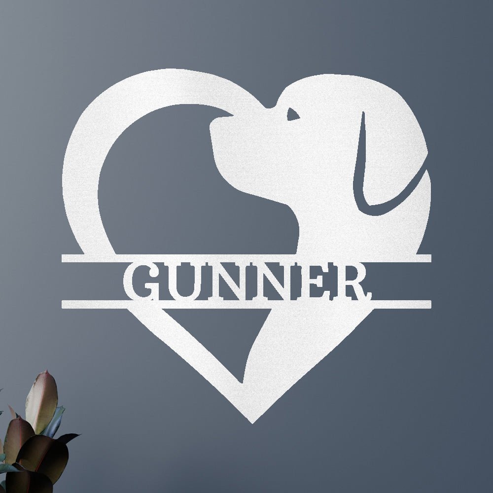 Custom Dog Love Metal Sign - Personalized Pet Memorial Forever Heart Wall Art