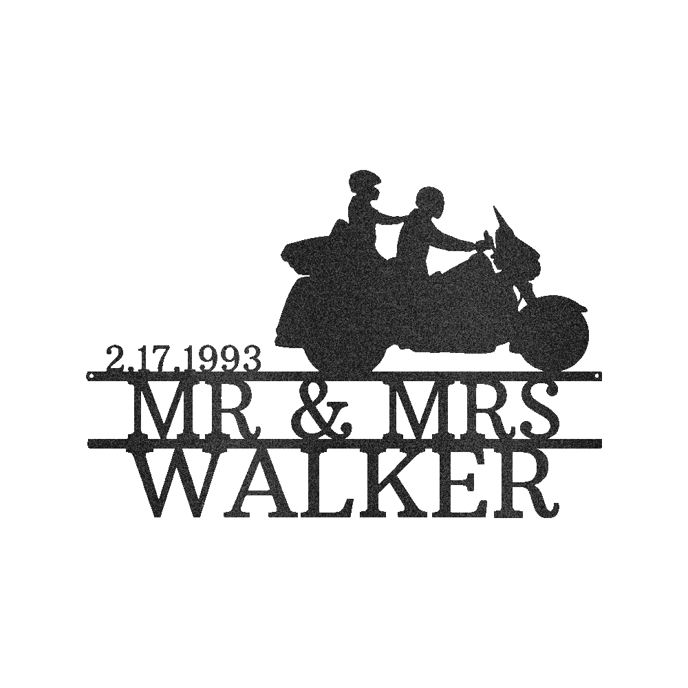 Custom Motorcycle Couple Metal Sign - Personalized Biker Love Wall Art