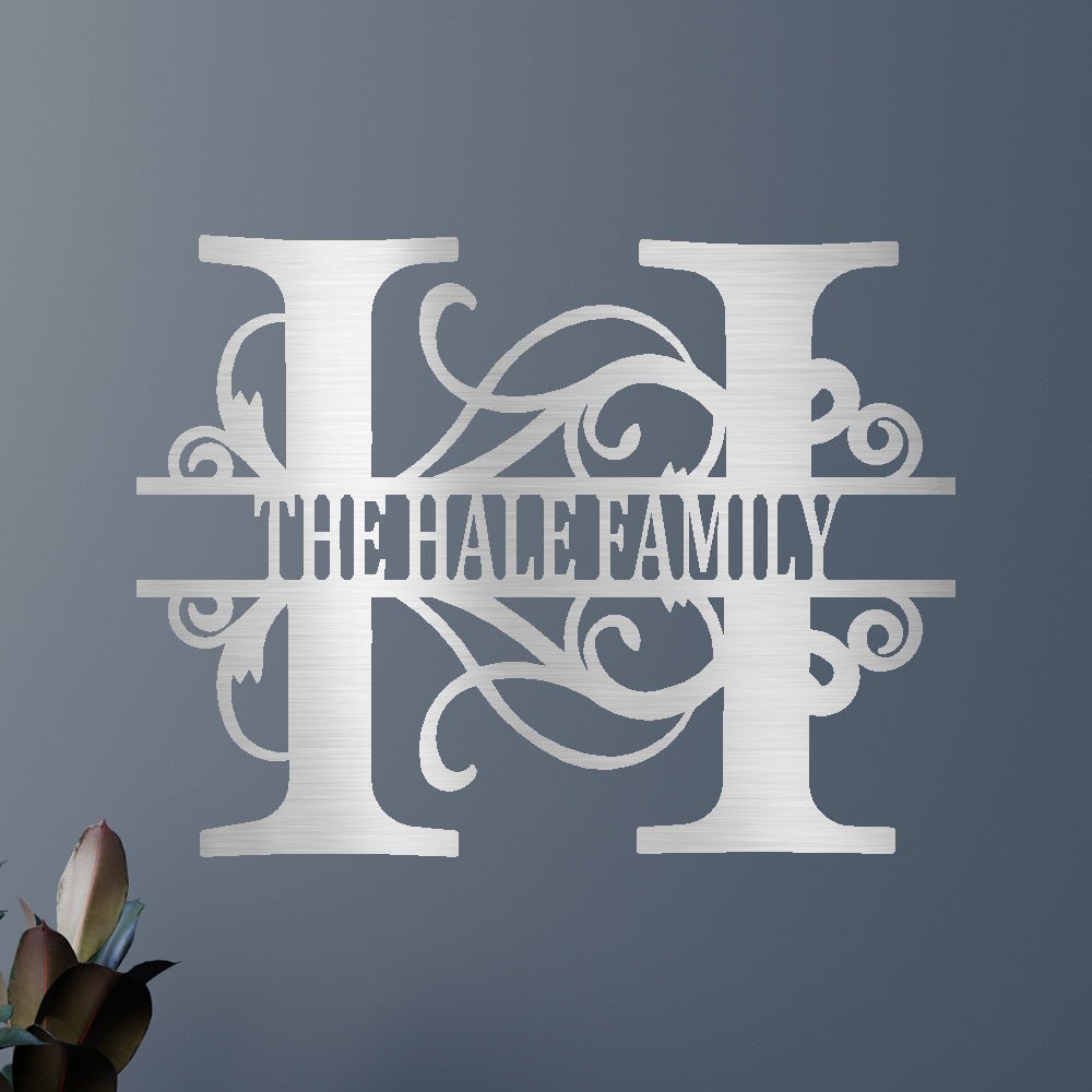 Custom Name Sign Metal Wall Art - Personalized Family Split Letter Monogram Wedding Gift