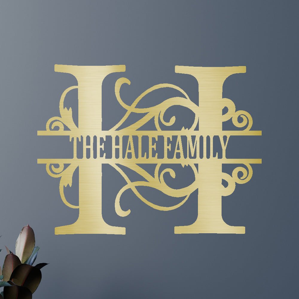 Custom Name Sign Metal Wall Art - Personalized Family Split Letter Monogram Wedding Gift