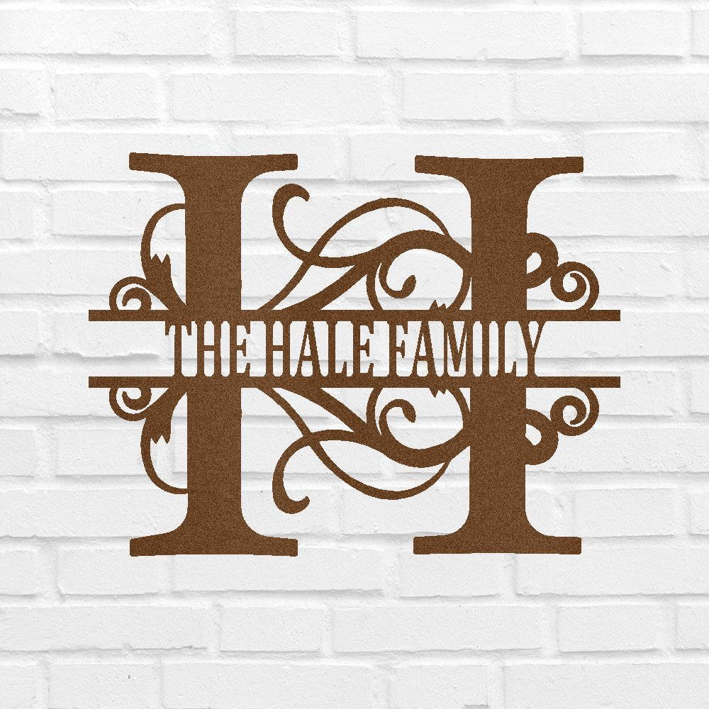Custom Name Sign Metal Wall Art - Personalized Family Split Letter Monogram Wedding Gift
