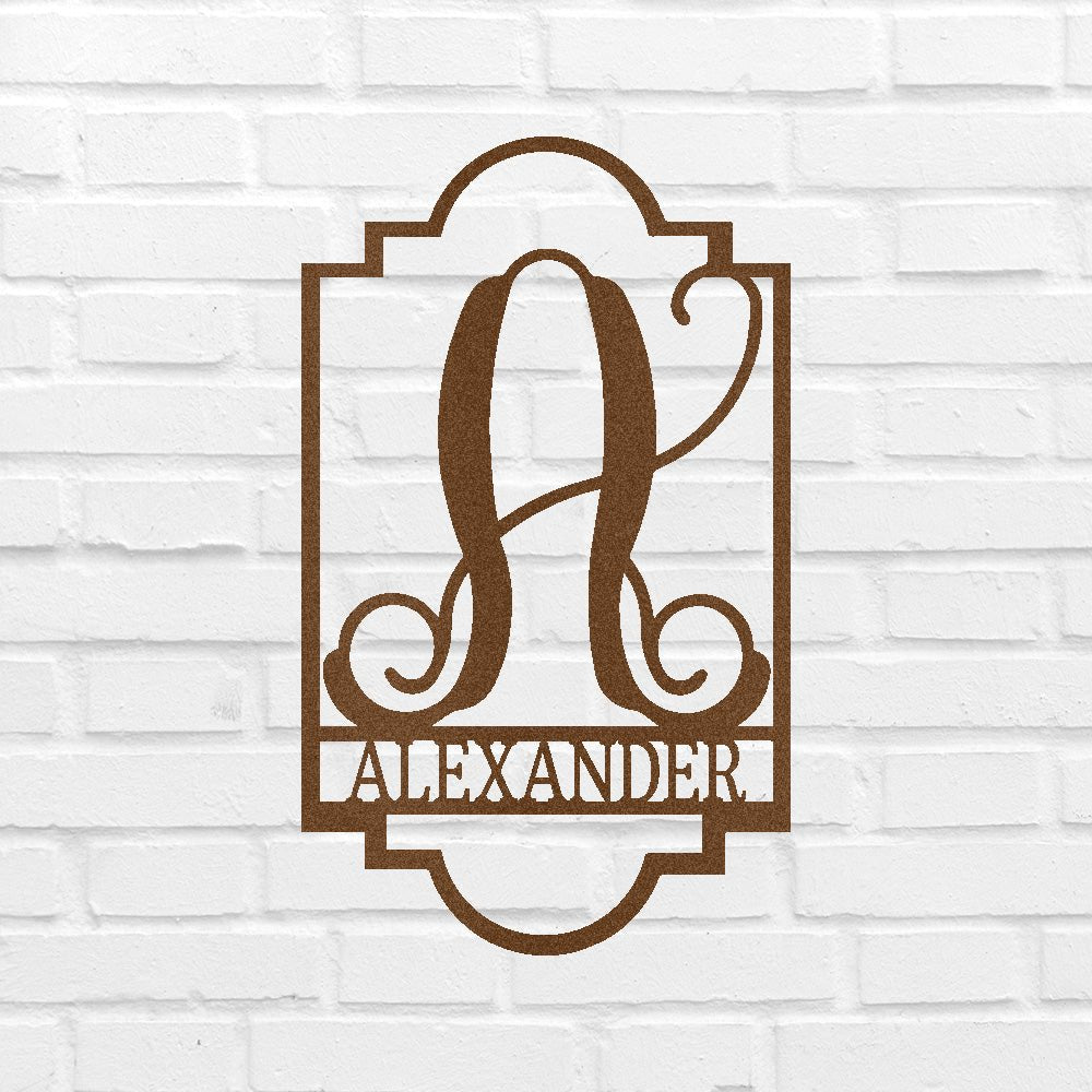 Custom Split Letter Family Name Metal Sign - Regal Monogram Home Decor