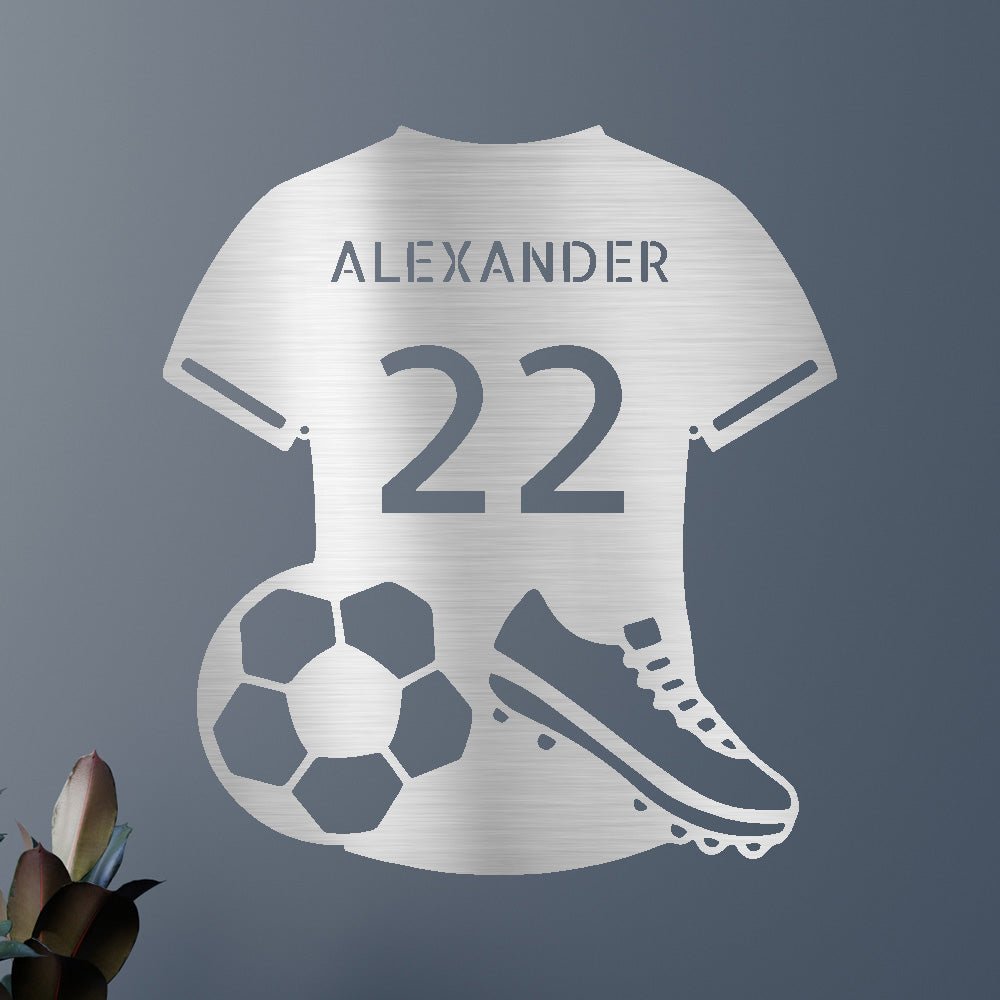 Custom Soccer Jersey Metal Sign - Personalized Football Team Player Wall Art Gift