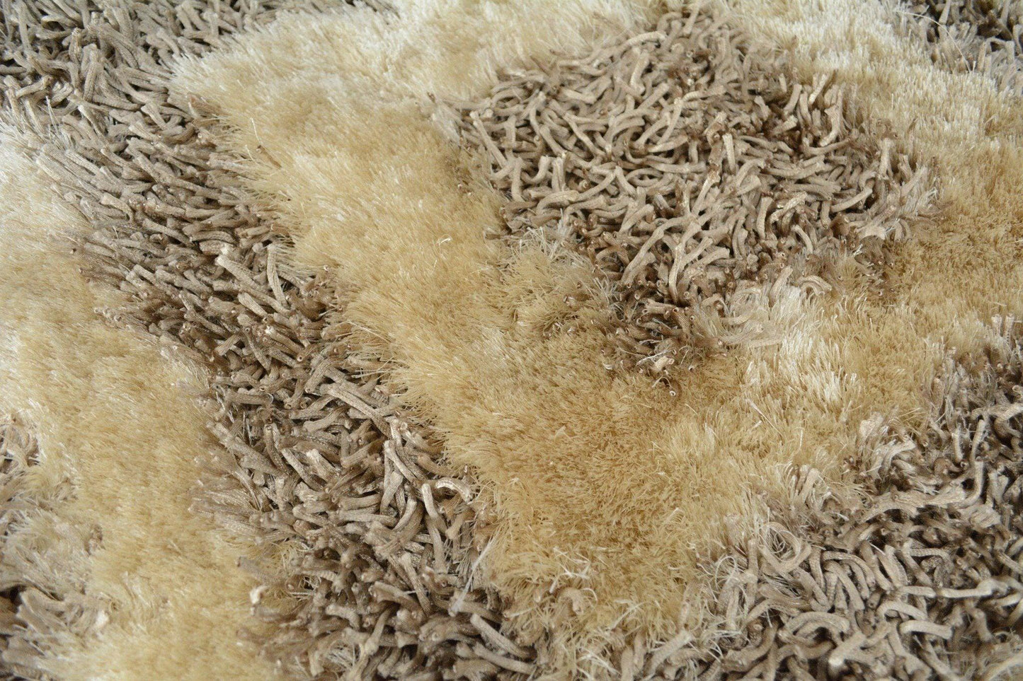 Shaggy Soft Viscose Champagne Brown Geometric Diamond Large Area Carpet Rug