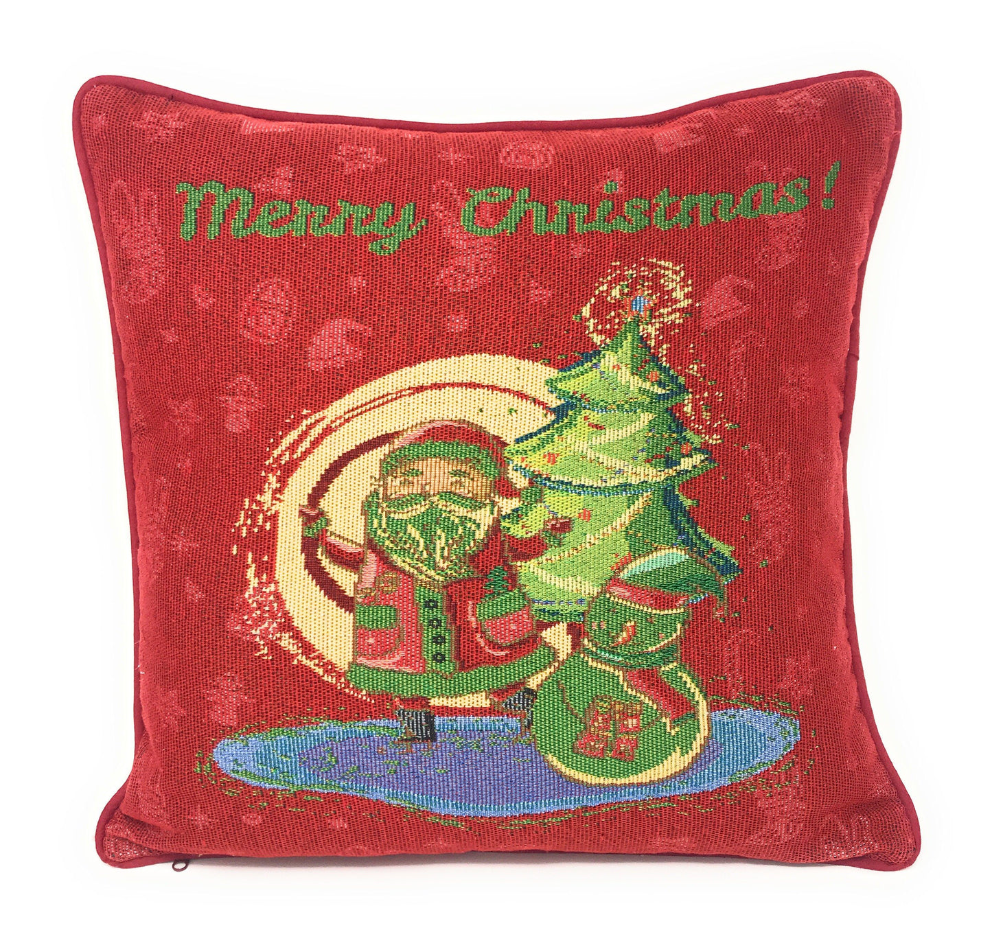 Red Santa Claus Holiday Table Tapestry Set of 8 Pieces - Placemats Runners Pillow Covers