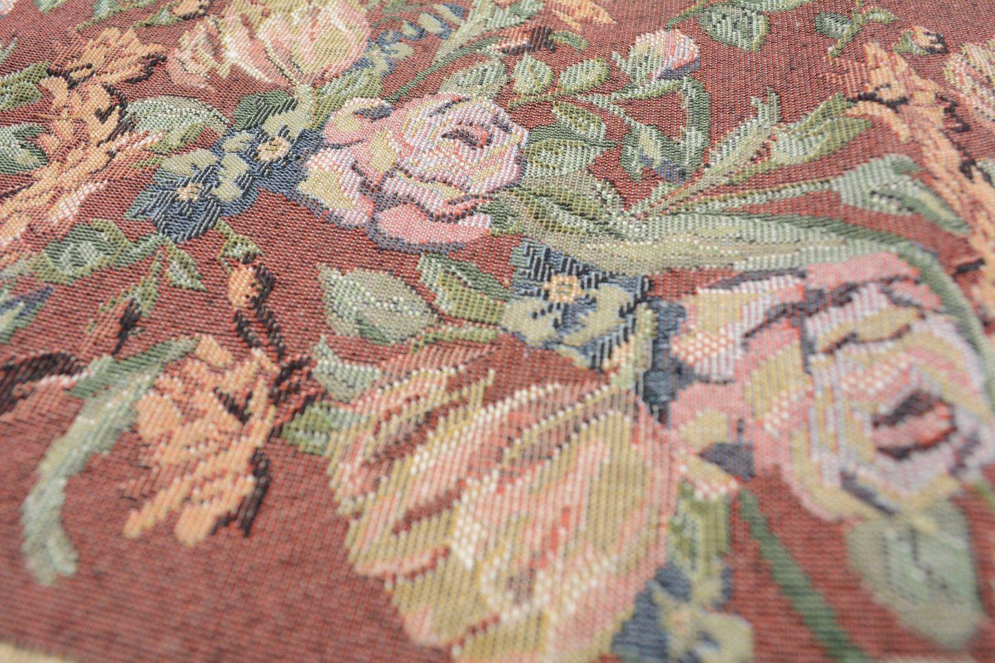 Romantic Floral Field of Roses Burgundy Red Tapestry Table Runner