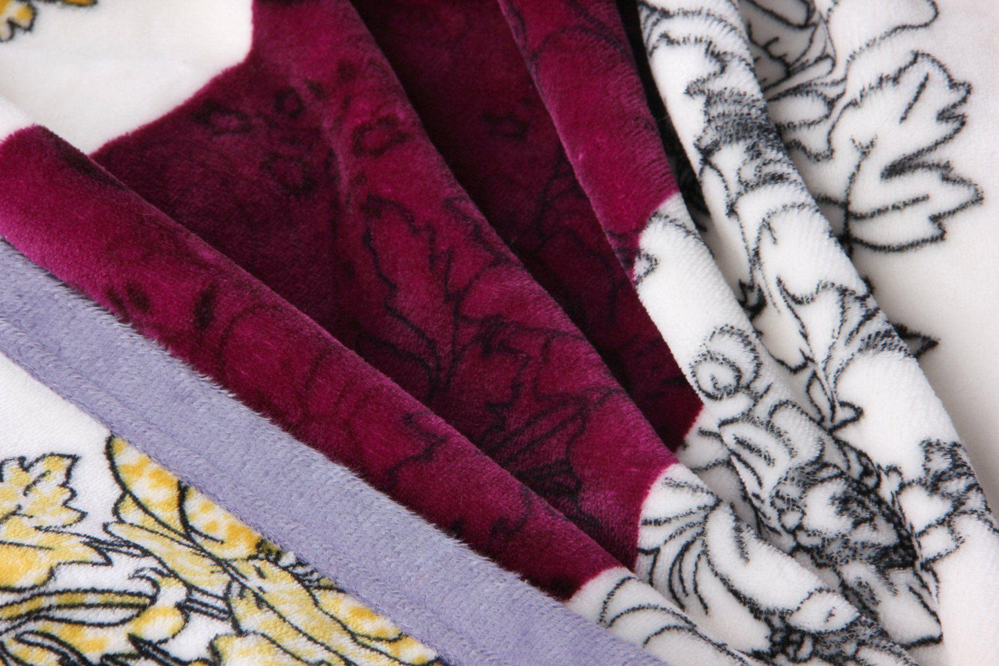 Botanical Floral Striped Carnations Mink Flannel Fleece Throw Blanket