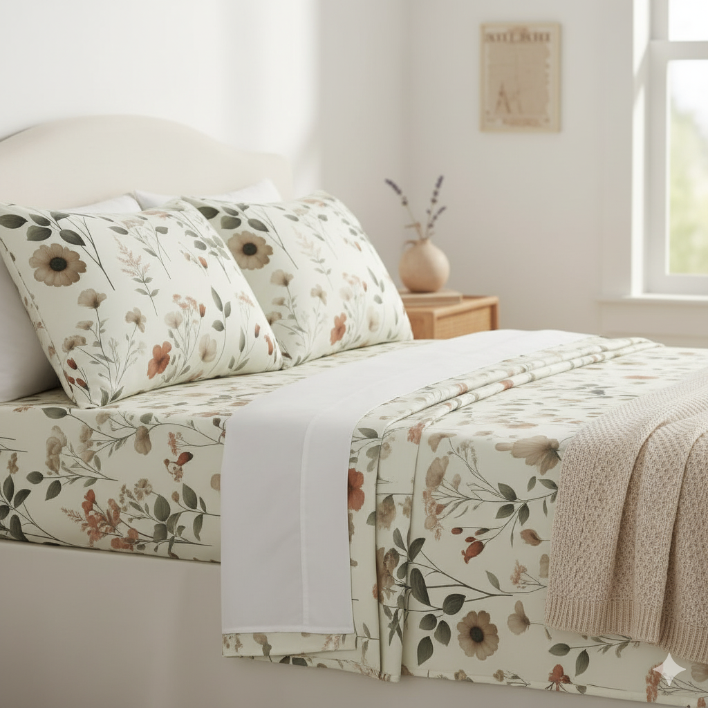 Enchanted Meadow Floral Sheet Set | Bring the Serenity of Nature to Your Bedroom