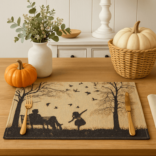 Set of 4 Pieces Autumn Birds Blessing Tapestry Dining Placemats 13" x 19" (Halloween)