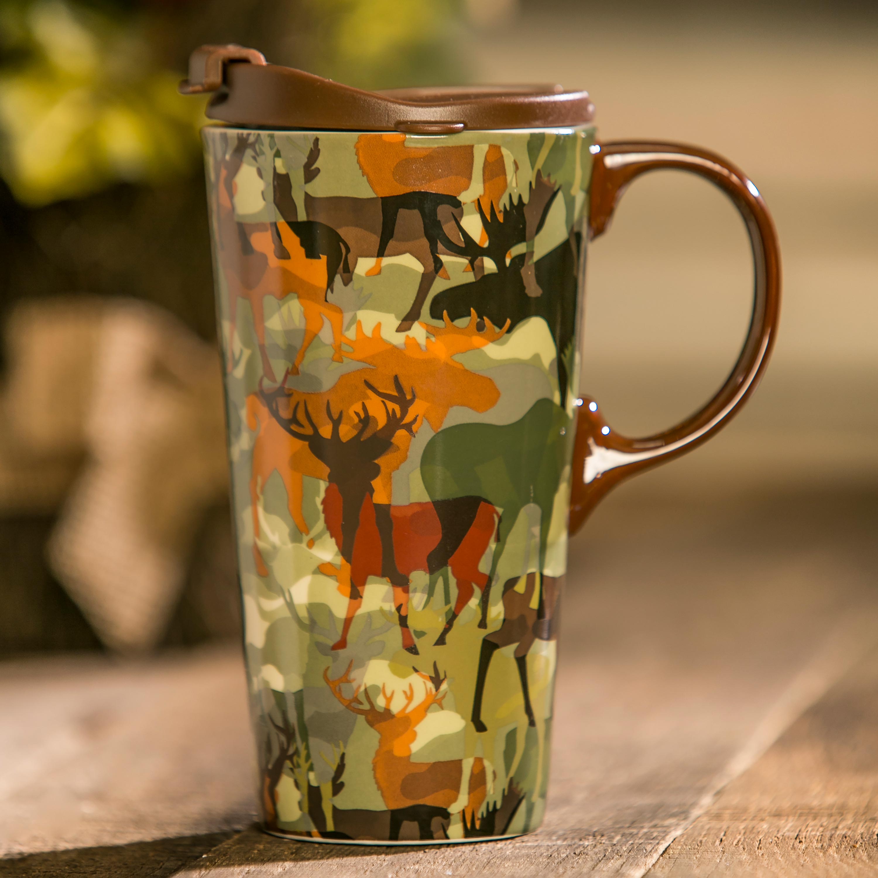 Ceramic Travel Cup, 17 OZ. ,w/box, Woodland Camouflage