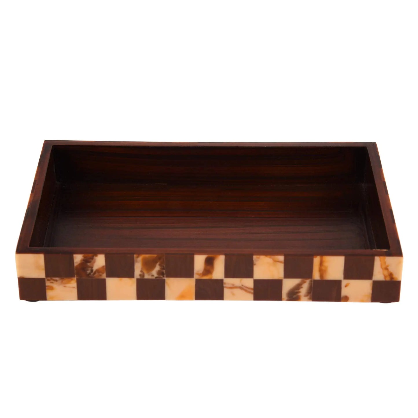 Vanity Trays Parlour Gambit Pattern Wood & Resin Inlay Collection in 10x6