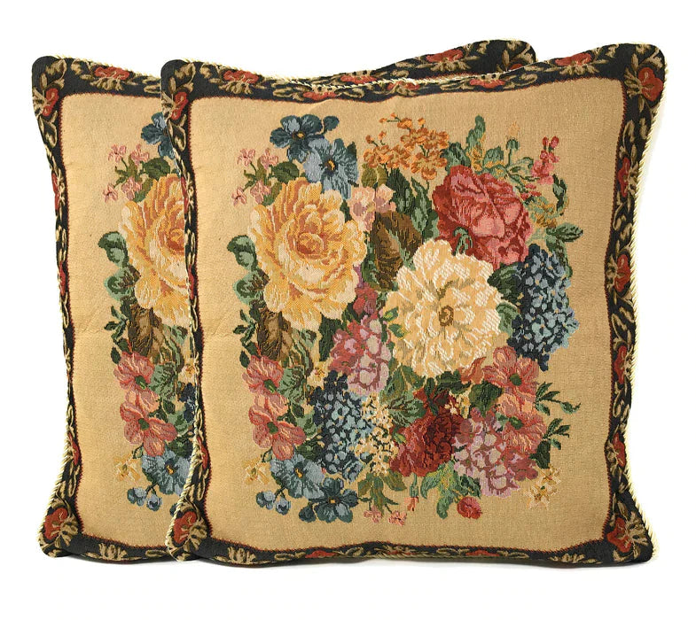 Breath of Spring Dark Border Floral Elegant Throw Pillow Cushion Cover