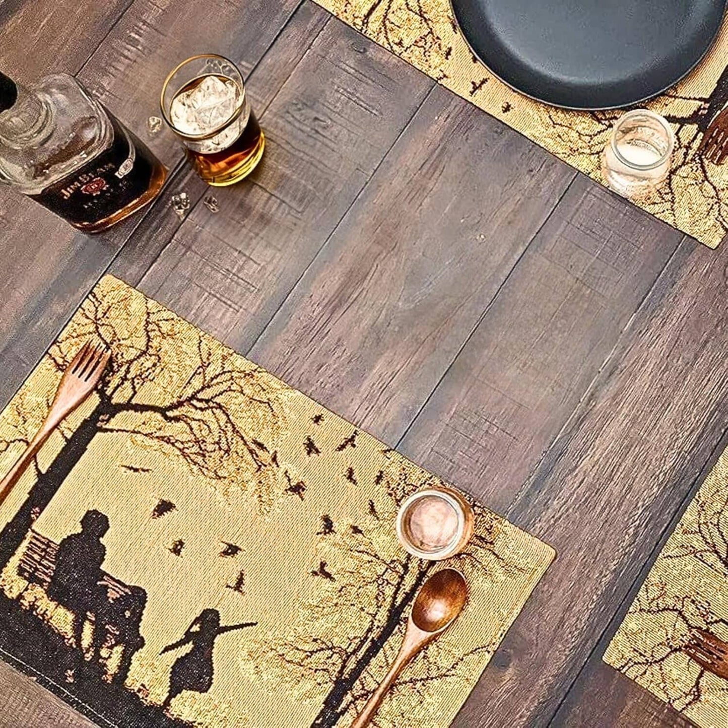 Autumn Birds Family Gathering Woven Tapestry Dining Table Runner