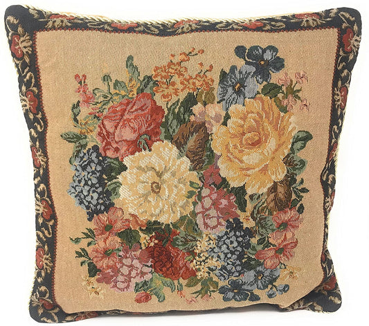 Breath of Spring Dark Border Floral Elegant Throw Pillow Cushion Cover