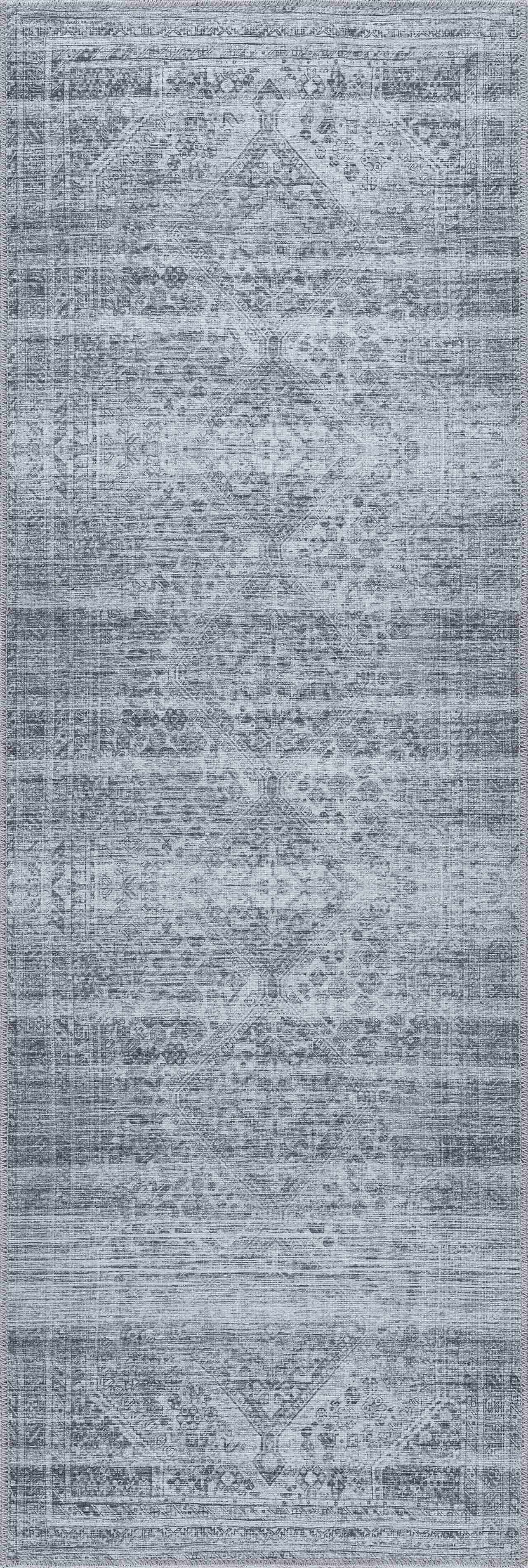Barny Gray Blue Cozy Washable Rug Delight