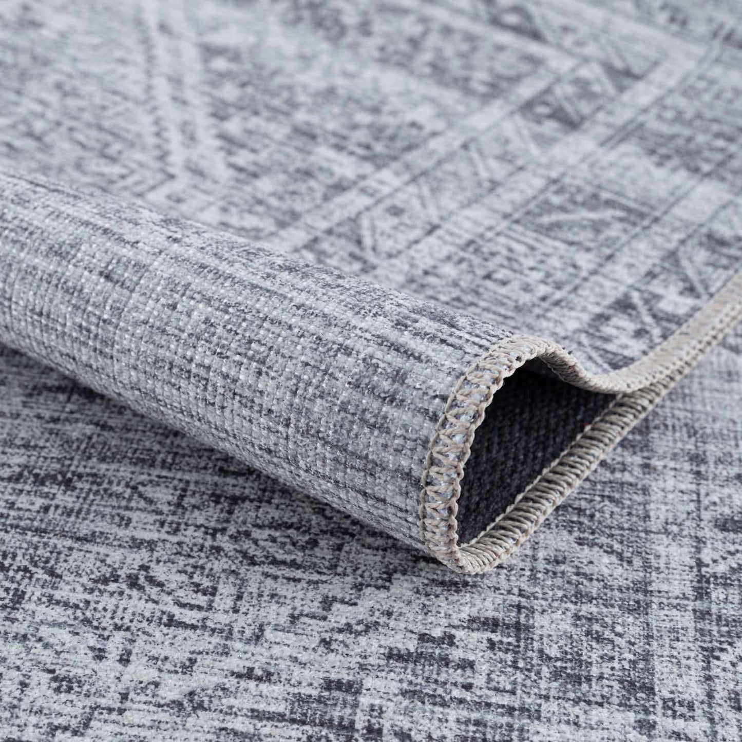 Barny Gray Blue Cozy Washable Rug Delight