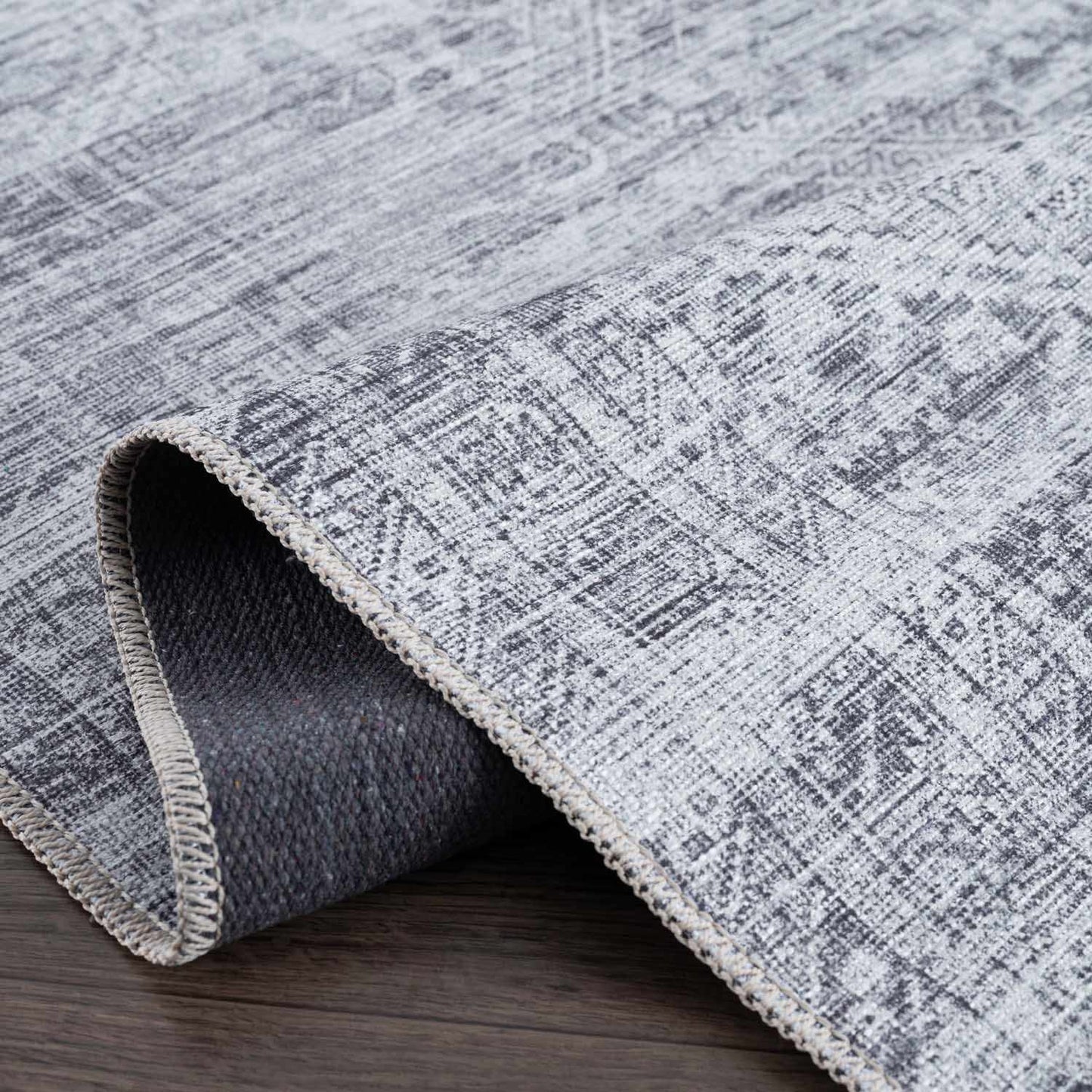Barny Gray Blue Cozy Washable Rug Delight