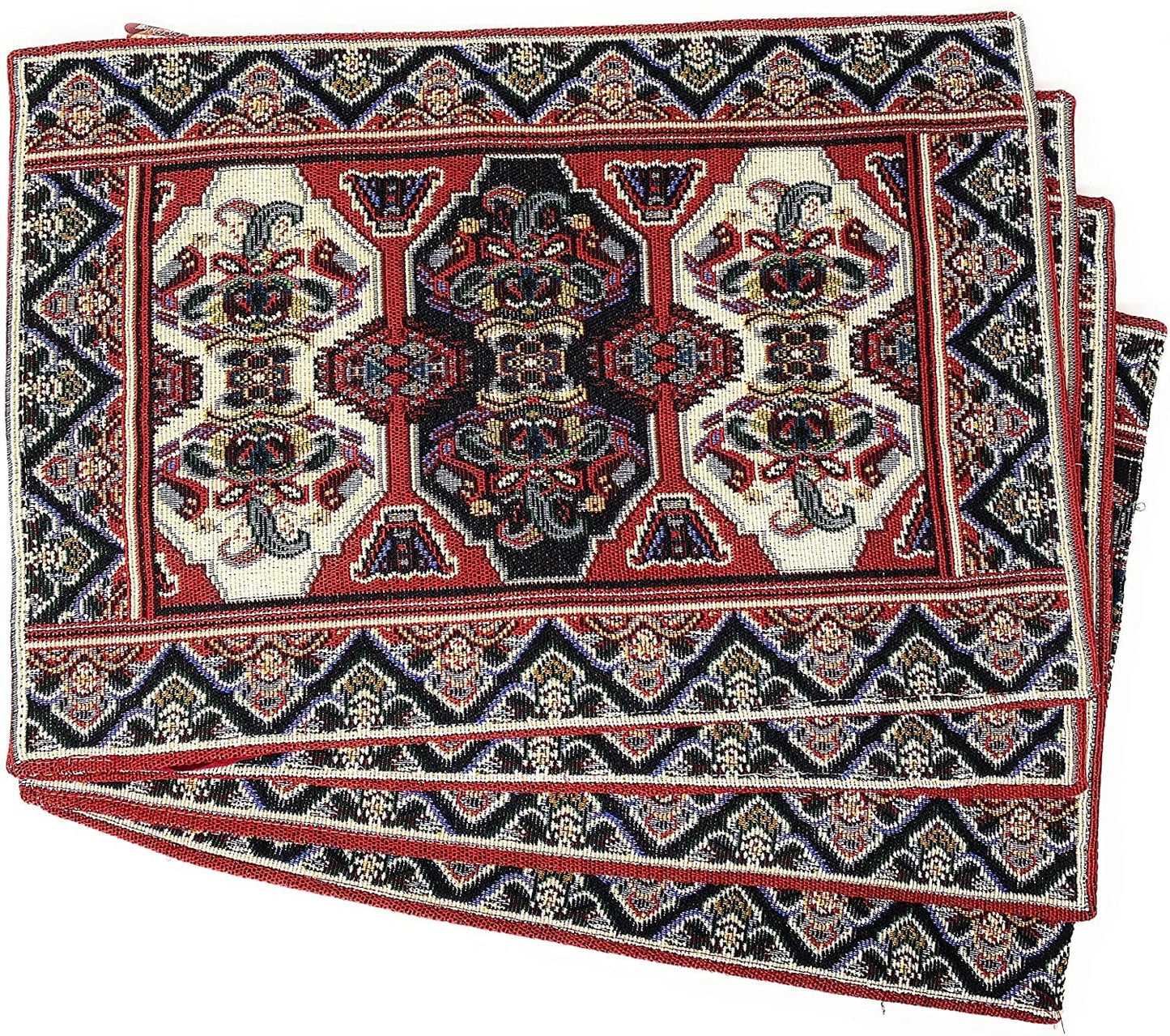 Set of 4-Pieces Majestic Kilim Red Persian Rug Woven Tapestry Placemats