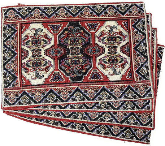 Set of 4-Pieces Majestic Kilim Red Persian Rug Woven Tapestry Placemats