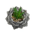 Lotus Shaped Faux Succulent Planter with Decorative Pebbles