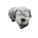 Solar Powered Cement Garden Dog with LED Eyes Outdoor Yard Decor