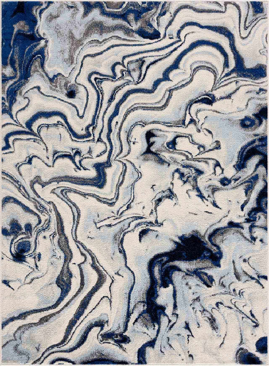 Blue Marble Rug by Glendon Cream