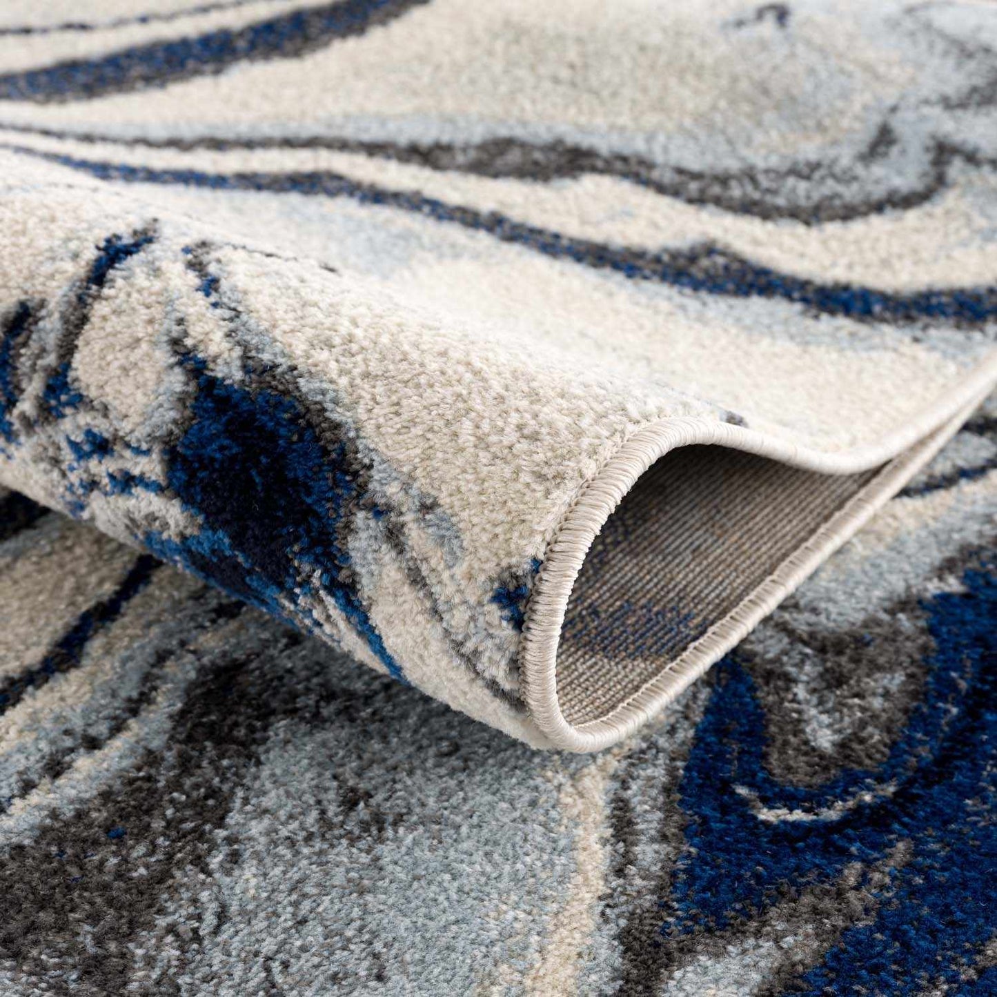 Blue Marble Rug by Glendon Cream