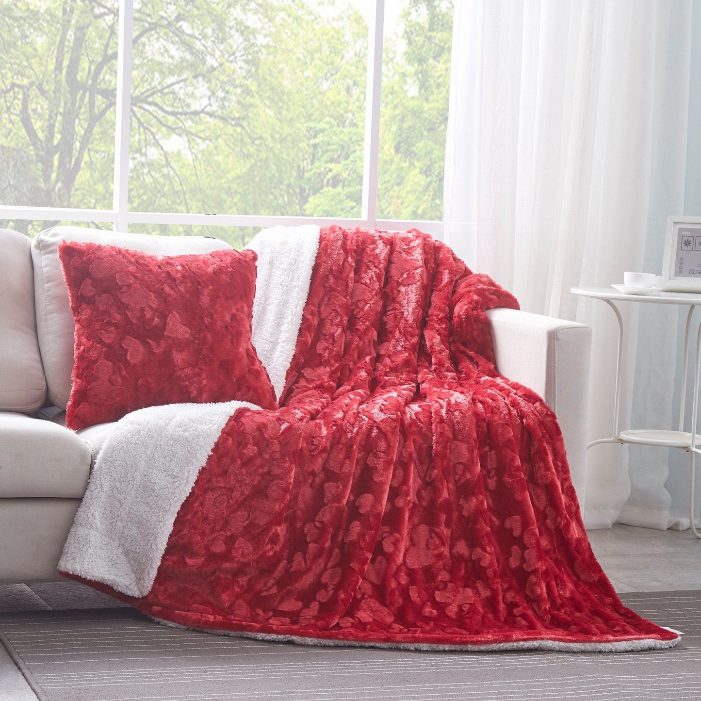 Candy Apple Red Luxury Faux Fur Euro Pillow Cover - Vibrant Red