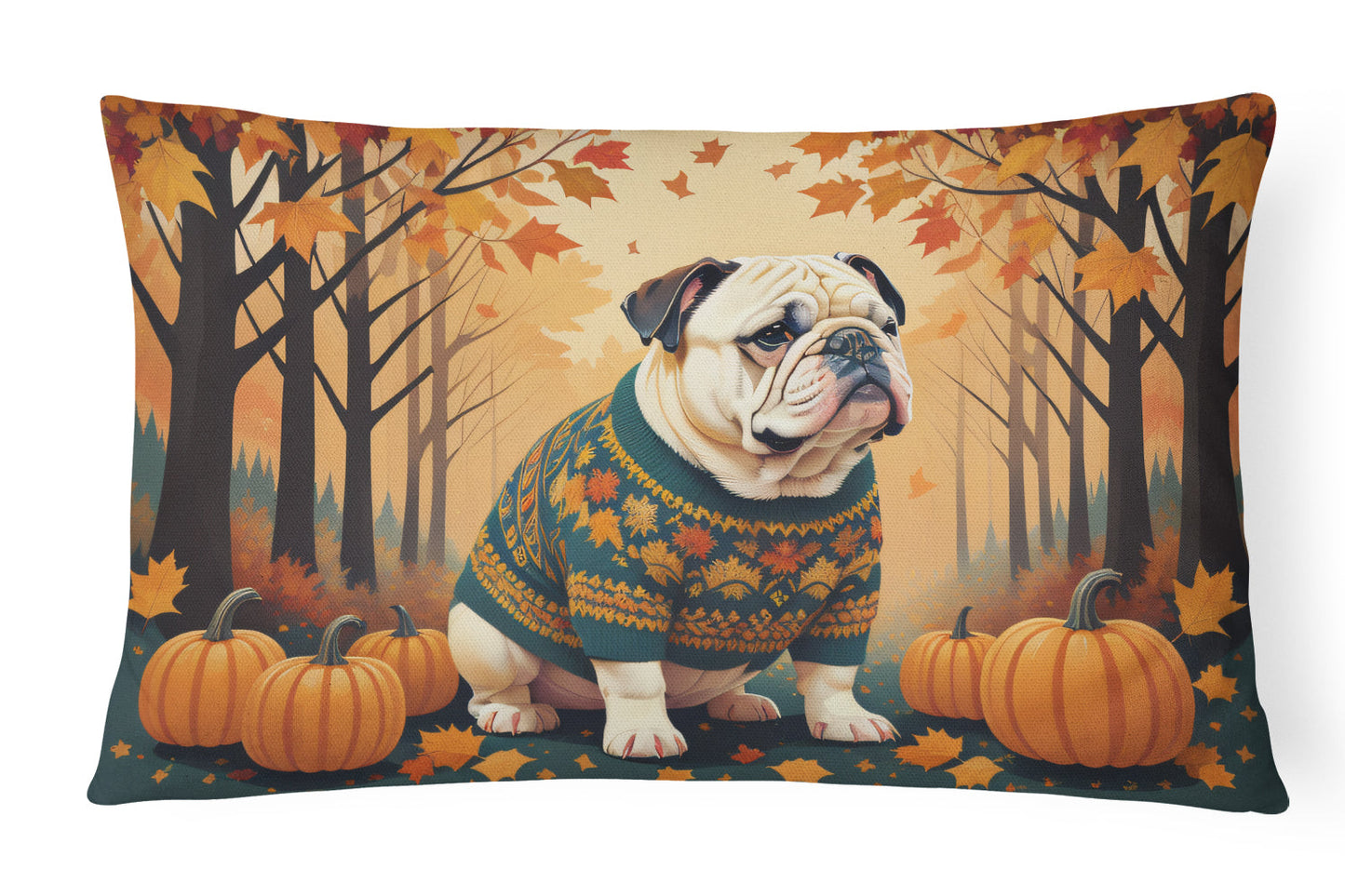 Autumn Bulldog Pillow