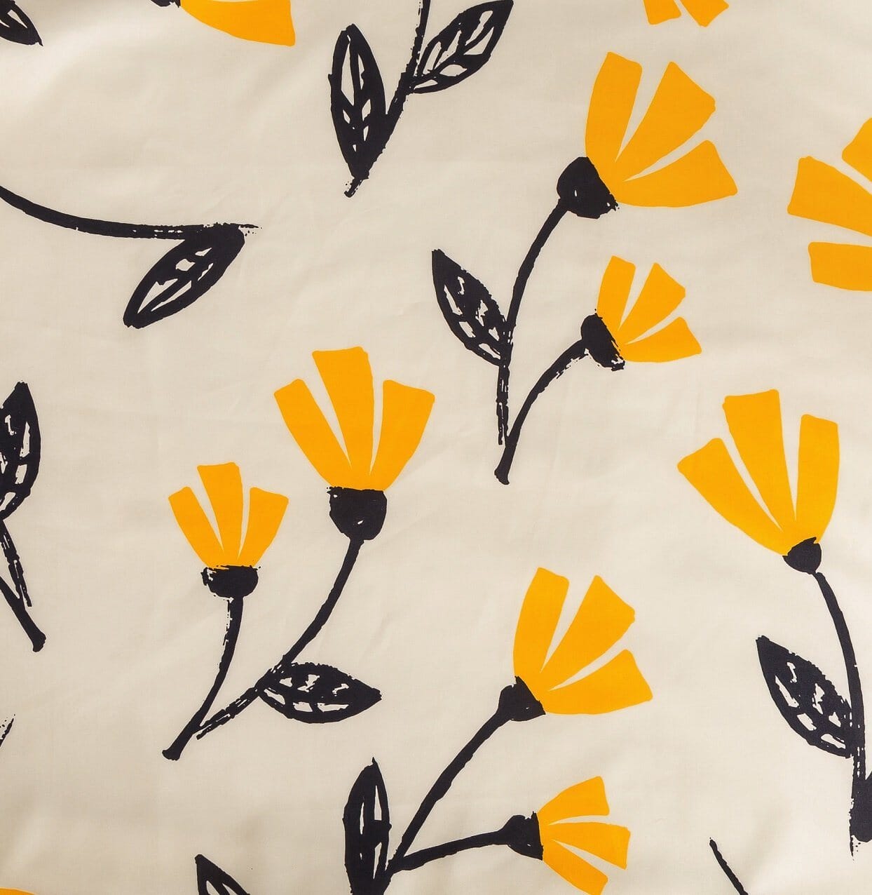 Yellow Fleur Floral Golden Orange Ivory Duvet Cover Set w/ Pillow Cases