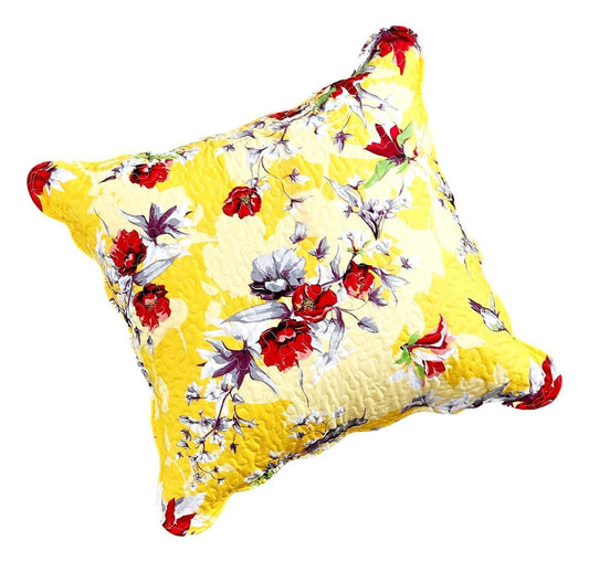 Sunshine Yellow Hummingbirds Floral Scalloped Euro Pillow Sham Cover